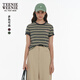 Teenie Weenie小熊女裝條紋短袖T恤2025夏季新款時(shí)髦多彩短款上衣 軍綠色 S