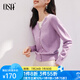 歐莎（OSA）落日橘假兩件短款針織衫內(nèi)搭打底毛衣女上衣2025年秋新款可外穿 紫色 XL