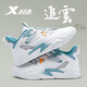 特步（XTEP）男鞋2026新款春季潮流輕便休閑鞋男士皮面厚底高幫板鞋運動(dòng)鞋 0036帆白/水天藍 45