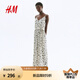 H&M女士連體衣2025夏新款腰部系帶時尚印花連身褲1295327 奶油色/黑色花卉 XS 155/80