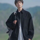 閎風(fēng)黑色襯衫男春夏季工裝長(cháng)袖襯衫日系休閑男生內搭襯衣男裝外套男款 C34黑色 XL