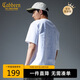 卡賓創(chuàng)意logo火焰T恤25夏季卷邊貼布繡  漂白色02  S /165/46 
