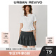 UR2025春季新款女裝時(shí)尚休閑層疊木耳邊褶皺短袖T恤UYL450002 本白 S