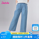 笛莎童裝女童牛仔褲2025夏季中大童寬松闊腿棉感牛仔褲 牛仔蘭 165