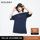 moussy x STUDIOWEAR 女裝新品涂鴉印花短袖T恤028HS490-1201 140藏青色 均碼