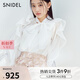 SNIDEL春夏氣質(zhì)淑女荷葉邊蝴蝶結(jié)系帶印花襯衫SWFB241133 白色 均碼 （F）