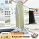 香影純棉九分休閑褲女2025夏季新款日系穿搭翻領(lǐng)寬松綠色直筒褲子 豆沙綠 M