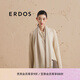 ERDOS 純羊絨休閑時尚簡約單層水紋裝飾流蘇女士圍巾 淺駝 170cmX35cm
