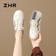 ZHR女士小白鞋女百搭真牛皮女鞋輕便透氣學(xué)生休閑鞋子女 A67N 米棕38