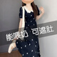 瑞彼麗孕婦產(chǎn)后哺乳連衣裙夏季外出辣媽新款法式高級感碎花遮肚子喂奶裙 黑色哺乳款【胸前豎開拉鏈】 XL碼 120-130斤