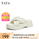 他她（TATA）云朵拖鞋黑色厚底一字帶女鞋外穿松糕底涼拖新款WBS01BT3 米白 36