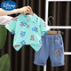 迪士尼（Disney）品牌嬰兒夏裝男寶寶兩件套分體夏季薄款短袖套裝夏天衣服洋氣 藍(lán)色 120 cm