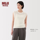 無(wú)印良品（MUJI） 女式 強(qiáng)捻網(wǎng)眼法國(guó)袖毛衣 女款背心25年夏季針織衫女裝 BA1QFA5S 米白色 L (165/88A)