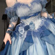 閃動(dòng)少女（SHANDONGSHAONV）法式高端晚禮服藍色花嫁lolita裙仙在逃公主洛麗塔蓬蓬裙仙女裙 藍色連衣裙 L 【建議110-120斤】
