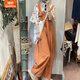 婍妡日系復古學(xué)院風(fēng)背帶褲女學(xué)生韓版寬松春夏2025新款連體休閑闊腿褲 橘色單件褲子 秋季可穿 S 建議75-90斤