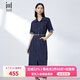水云間Polo領牛仔連衣裙女裝夏季新款2025時尚潮流顯瘦氣質開叉收腰裙子 牛仔藍 L