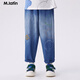 馬·拉?。∕.Latin）24年夏漸變牛仔繡花男大童長(cháng)褲114417013A 牛仔藍 110
