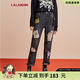 拉拉波波愛心破洞男友牛仔褲春夏新修身顯瘦|L19D-WXNC12 淺灰牛仔 24
