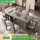 盧老板巖板茶桌書桌一體兩用現(xiàn)代簡(jiǎn)約家用電腦辦公桌老板辦公室輕奢茶臺(tái) 1.6m灰?guī)r板+全自動(dòng)茶爐