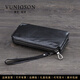 曼尼瓊詩(shī)（VUNIQSON）品牌手拿包男真皮小包頭層牛皮手機包拉鏈復古錢(qián)包男士長(cháng)款潮流 黑色