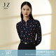 玖姿（JUZUI）商場(chǎng)同款印花襯衫女裝春款仿真絲襯衫JWCC80112 花丈青 S