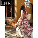 LPOX油畫(huà)度假吊帶連衣裙女夏季不規(guī)則氣質(zhì)長(zhǎng)裙A顯瘦氛圍感胖mm大碼200 【兩件套 露背】露背裙+內(nèi)搭裙 L 100-130斤