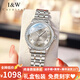 I&W CARNIVAL HWGUOJI瑞士品牌IW手表女機械表進口機芯全自動女士手表情人節(jié)禮物送女友 銀灰鋼帶/進口機芯+原裝皮表帶