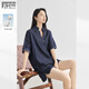 對白【100棉】復(fù)古摩登牛仔套裝女2025夏新款上衣短褲休閑兩件套 牛仔藍(lán) L