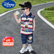 迪士尼（Disney）哪吒衣服男童無袖套裝夏季條紋背心2025新款帥氣男寶寶夏款兩件套 灰色 亮燈 120 cm(建議105-115cm 4-6周歲)