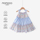 瑪米瑪卡（MOMOCO）女童夏裝裙子兒童時(shí)尚夏季甜美碎花拼接連衣裙 藍色  120 