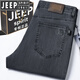 JEEP SPIRIT吉普高端牛仔褲男士春秋季男褲直筒寬松高腰深檔商務休閑長褲子 黑灰-8021  薄款 31 碼【腰圍2.4尺】