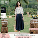香影花苞裙半身裙女2025夏季新款a字長(zhǎng)裙藏藍(lán)大擺棉質(zhì)燈籠蓬蓬裙 藏青 L 165/88A/110-125斤