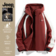 JEEP SPIRIT吉普沖鋒衣外套男款春秋季2025新款拼色戶外運動工裝夾克男裝 酒紅白-B【單衣】 XL