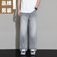 CK牛仔褲男款2025新款寬松直筒潮牌褲子休閑美式時尚長褲 煙灰色 M