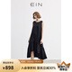 EIN言輕禮服流光醋酸花邊拼接不規(guī)則無袖連衣裙女2025夏新款 石墨黑 S
