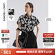 朗姿2025年夏新款短袖黑色襯衣氣質(zhì)高級感碎花設(shè)計感法式上衣襯衫 黑色 L