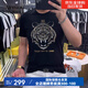 Airmiuu國際一線品牌潮牌T恤虎頭燙鉆高端半袖本命年圖案黑色絲光體恤 黑色 新款猛虎燙金短袖 XL