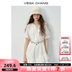 VEGA CHANG法式連衣裙女2025年秋季新款度假風(fēng)喇叭袖V領(lǐng)高級(jí)感氣質(zhì)白色裙子 云朵白（短袖） M