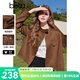 百圖betu女裝2025春季新款短外套休閑工裝夾克麂皮絨短外套女2501T40 駱駝色 M