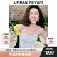 UR【鐘楚曦同款】2025夏季新款女裝波嬉風(fēng)蕾絲條連衣裙UYL750037 藍色條紋 M