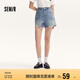 森馬（Semir）牛仔褲女寬松美式熱褲酷颯風(fēng)夏街頭毛邊短褲復(fù)古辣妹103324122010