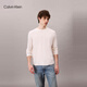 Calvin KleinJeans春秋男士休閑通勤ck亞麻混紡簡(jiǎn)約純色內搭打底針織長(cháng)袖T恤 YAS-牛乳白 L
