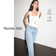 Massimo Dutti夏季新品2025女裝美式休閑基礎(chǔ)純棉U型領(lǐng)吊帶無(wú)袖T恤上衣06840518 米白色 L (CN 175/96A)