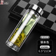 希諾（heenoor）玻璃杯水杯雙層男2025新款高硼硅杯子茶水分離杯大容量便攜泡茶杯 鋼本色350ML【雙層防爆 加厚】