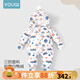 優(yōu)奇嬰兒羽絨服連體衣男女寶寶保暖外出哈衣冬季新生幼兒衣服抱衣爬服 藍(lán)色氣球【羽絨服+手套+腳套】 100cm