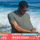 AKSERIESAK男裝夏季輕復(fù)古簡約百搭純色基礎(chǔ)款印花圓領(lǐng)短袖T恤男2200097 青灰(21支棉紗) 2XL