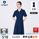 Navigare意大利小帆船女士連衣裙夏季短袖裙子翻領(lǐng)收腰裙子百搭通勤女裝 海軍藍(lán) L 碼