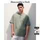 ABERCROMBIE & FITCH男裝25夏新款經(jīng)典小麋鹿美式重磅寬松亨利領(lǐng)短袖T恤KI124-5188 石板綠 M (180/100A)