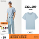 美特斯邦威短袖t恤男款夏季純白上衣休閑純色簡約基礎(chǔ)圓領(lǐng)打底衫純棉內(nèi)搭衣 淺灰藍(lán) S (165)