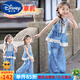 迪士尼（Disney）童裝女童漢服夏季連衣裙2025新款兒童唐裝中國(guó)風(fēng)裙子小女孩表演服 藏藍(lán)色褲子套裝 160 建議13~14歲（150-160cm）